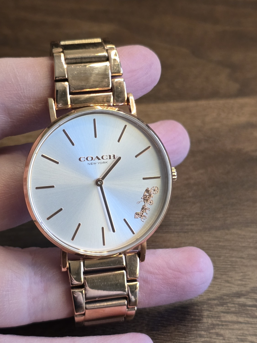 COACH Womens Classic Rose Gold Case Watch with Black Leather Strap - Picture 2 of 16